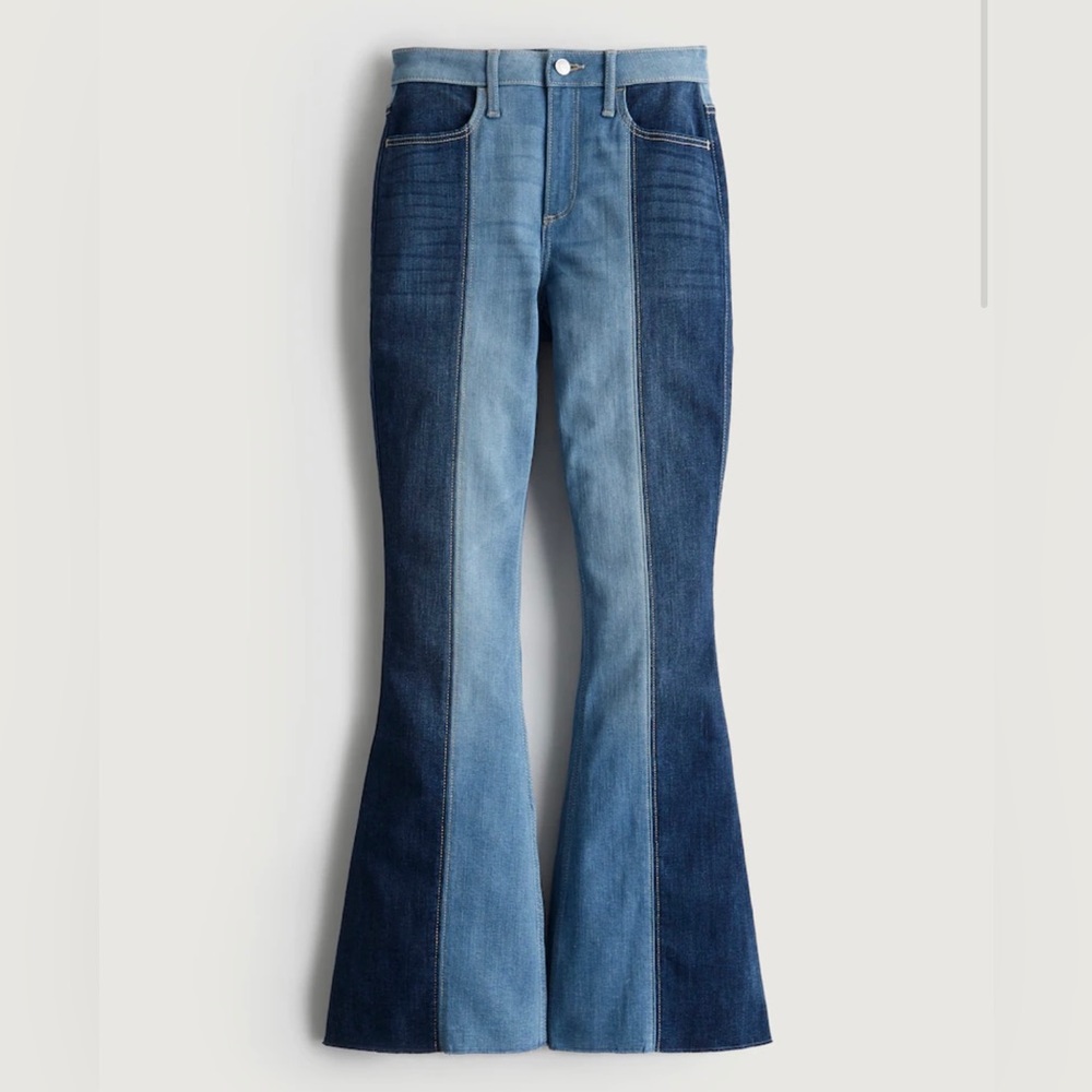 Hollister Curvy Colorblock Flare Jeans, Size 5